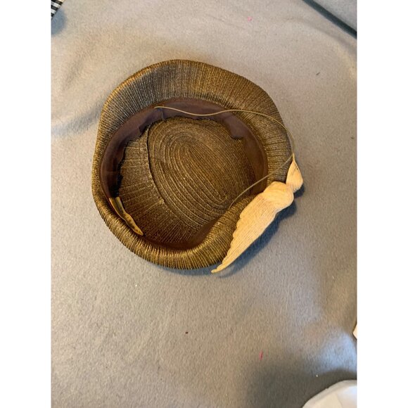 Norman Durand Ladies Brown Metallic Hat Sz 22 Vintage - Picture 13 of 16